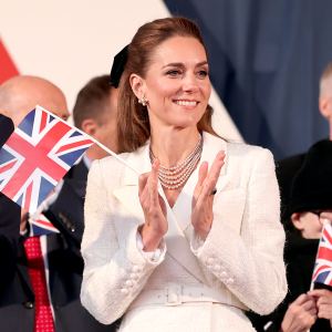 Catherine, Princess of Wales attends a concert to mark the 80th Anniversary of VE Day at Horse Guards Parade on May 08, 2025 in London, England. The King and Queen, joined by Members of the Royal Family, will take part in events from May 5th to May 8th to commemorate the 80th anniversary of VE Day, which signalled the end of the Second World War in Europe.