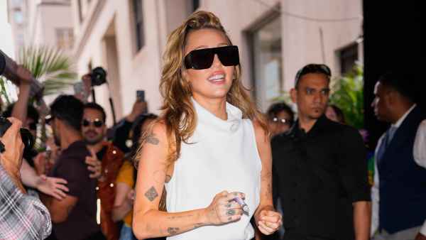 Miley Cyrus is seen on June 2, 2025 in New York City.