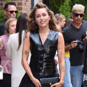 NEW YORK, NY - JUNE 6: Miley Cyrus arrives at the CHANEL Tribeca Festival Women's Luncheon to celebrate the "Through Her Lens" Program on June 06, 2025 in New York City.