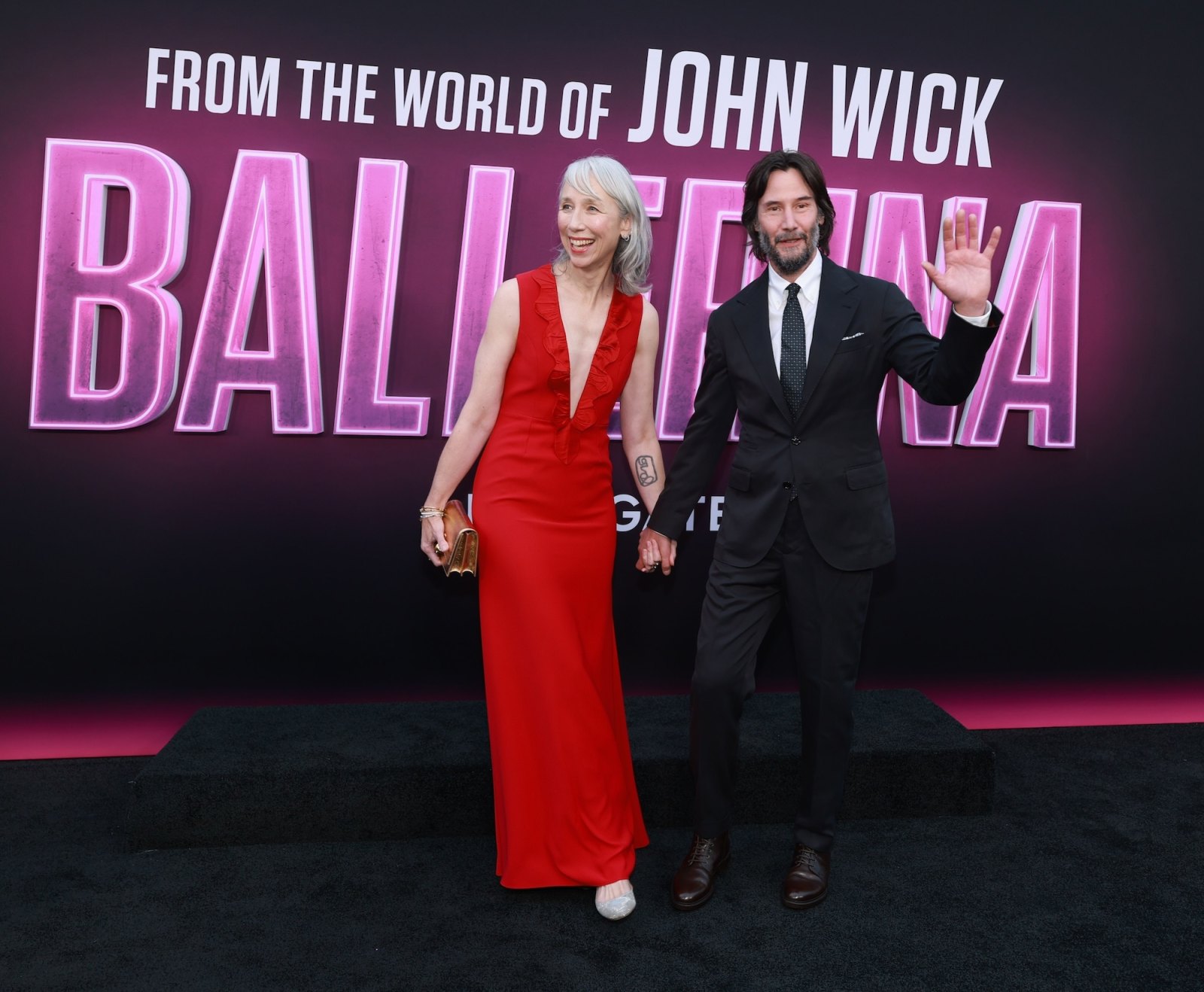 Female Keanu Reeves Keanu Reeves and Alexandra Grant Share PDA at Ballerina Premiere | Us ...