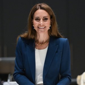 Catherine, Princess of Wales smiles in The Cloth Working Centre during a visit to the V&A East Storehouse on June 10, 2025 in London, England. Opened on 31 May, V&A East Storehouse reinvents the idea of a museum store and offers free, unprecedented public access to the V&A collections and archives.
