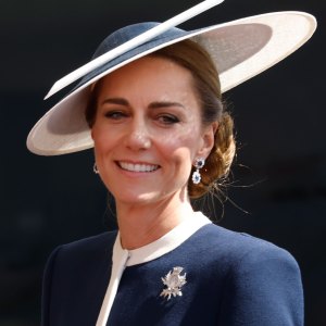 GLASGOW, SCOTLAND - MAY 22: Catherine, Princess of Wales, known as the Duchess of Rothesay when in Scotland, attend the naming ceremony for HMS Glasgow, at the BAE Systems shipyard in Scotstoun, on May 22, 2025 in Glasgow, Scotland. In June 2021, The Princess was appointed as the Sponsor of HMS Glasgow, a state-of-the-art Type 26 anti-submarine frigate, designed to provide protection to the UK's nuclear deterrent and aircraft carriers. (Photo by Andy Barr - WPA Pool/Getty Images)