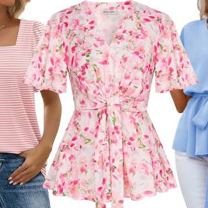 pink and blue tops for women amazon