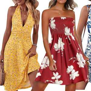 yellow, red, blue dresses from Amazon