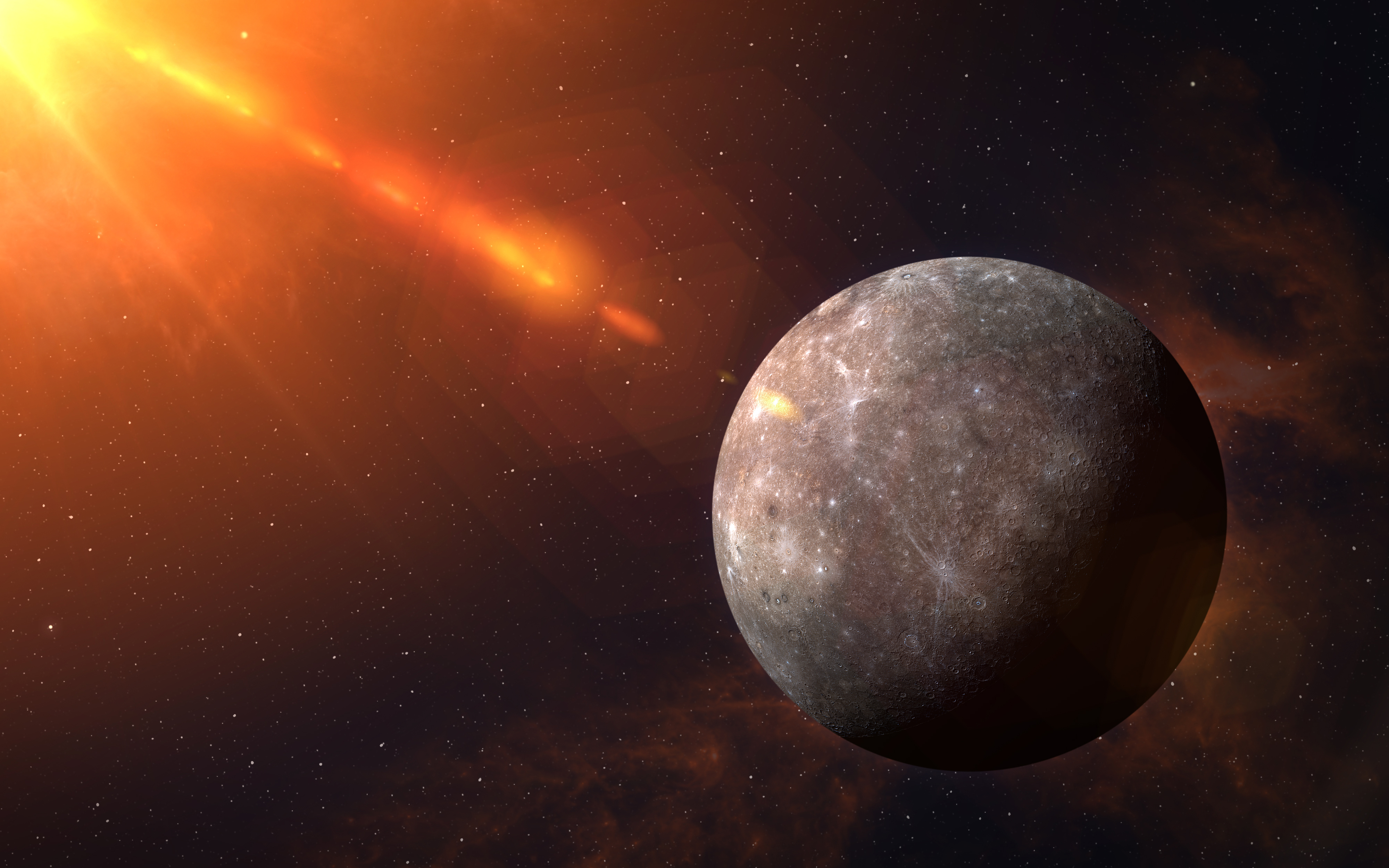 View of planet Mercury from space. Space, nebula and planet Mercury. This image elements furnished by NASA.