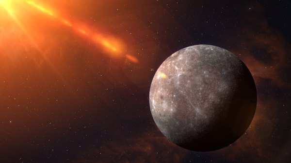 View of planet Mercury from space. Space, nebula and planet Mercury. This image elements furnished by NASA.