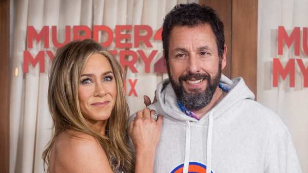 GettyImages-1477687034 Adam Sandler Reacts to Pal Jennifer Aniston and Jim Curtis' Romance