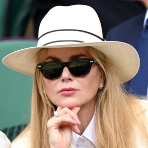 Nicole Kidman attends day fourteen of the Wimbledon Tennis Championships at the All England Lawn Tennis and Croquet Club at All England Lawn Tennis and Croquet Club on July 13, 2025 in London, England.