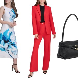 Halston Heritage dress, suit and handbag