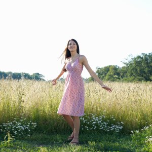 Model wears a summer dress during Amazon Prime Day