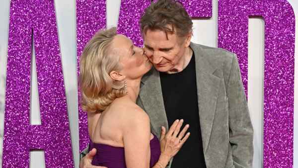 Pamela Anderson Kisses Naked Gun Costar Liam Neeson at UK Premiere Feature