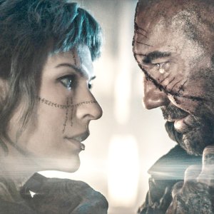 Milla Jovovich and Dave Bautista in In the Lost Lands