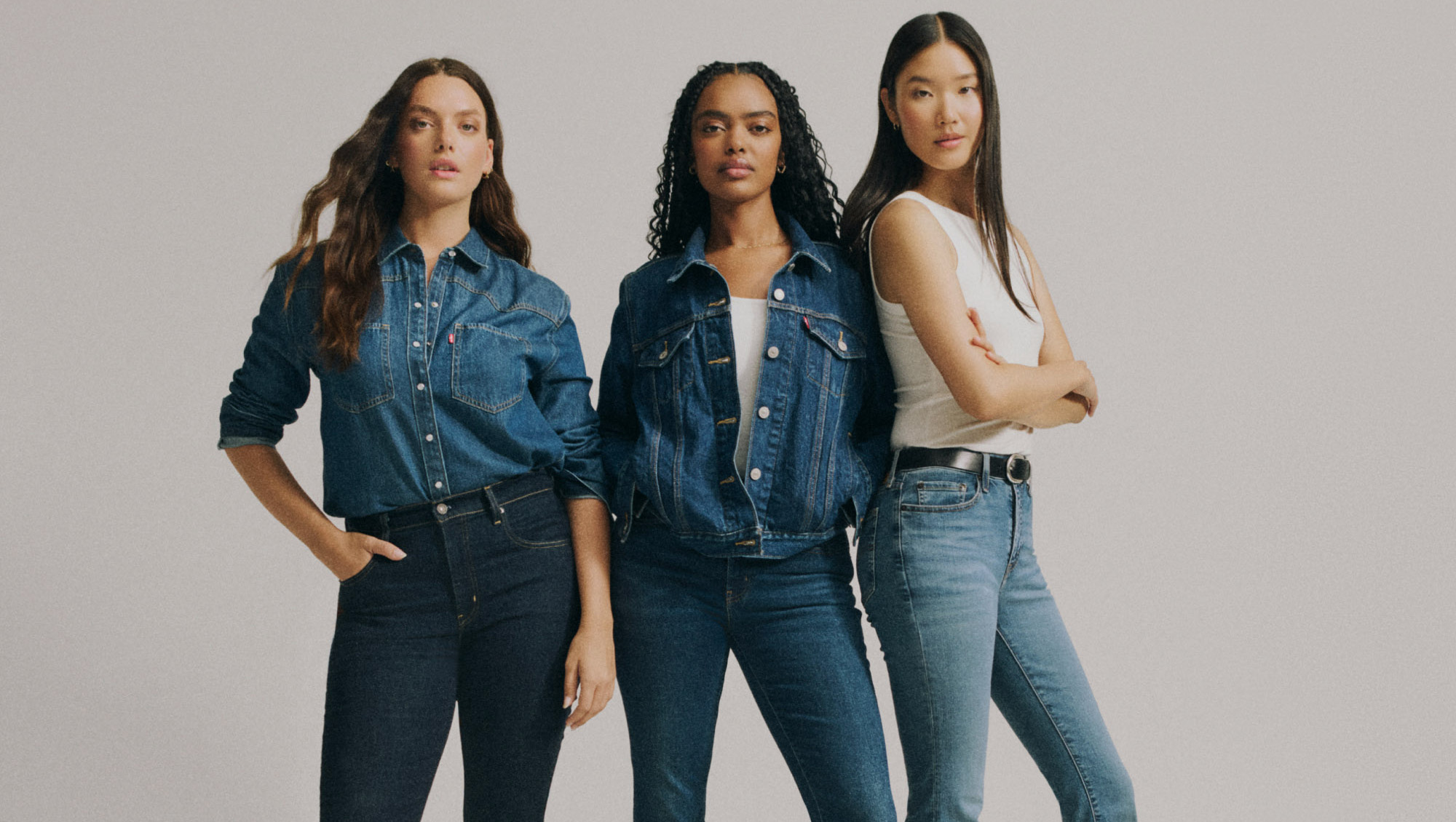 Levi's models posing in jeans