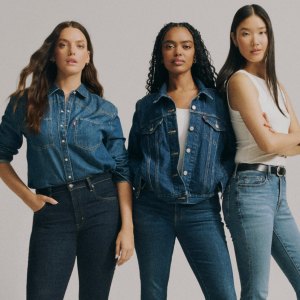 Levi's models posing in jeans