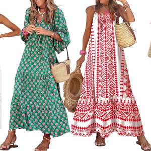 white, green, red and yellow maxi dress amazon