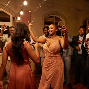 Women in Satin Dresses