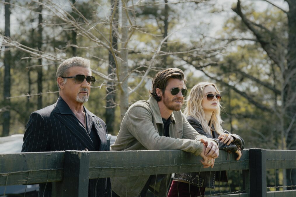 Sylvester Stallone, Garett Hedlund and Isabella Heathcote in Tulsa King