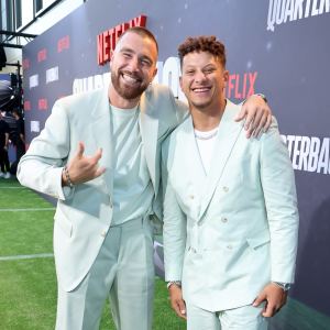 Netflix Premiere Of Quarterback, Travis Kelce and Patrick Mahomes