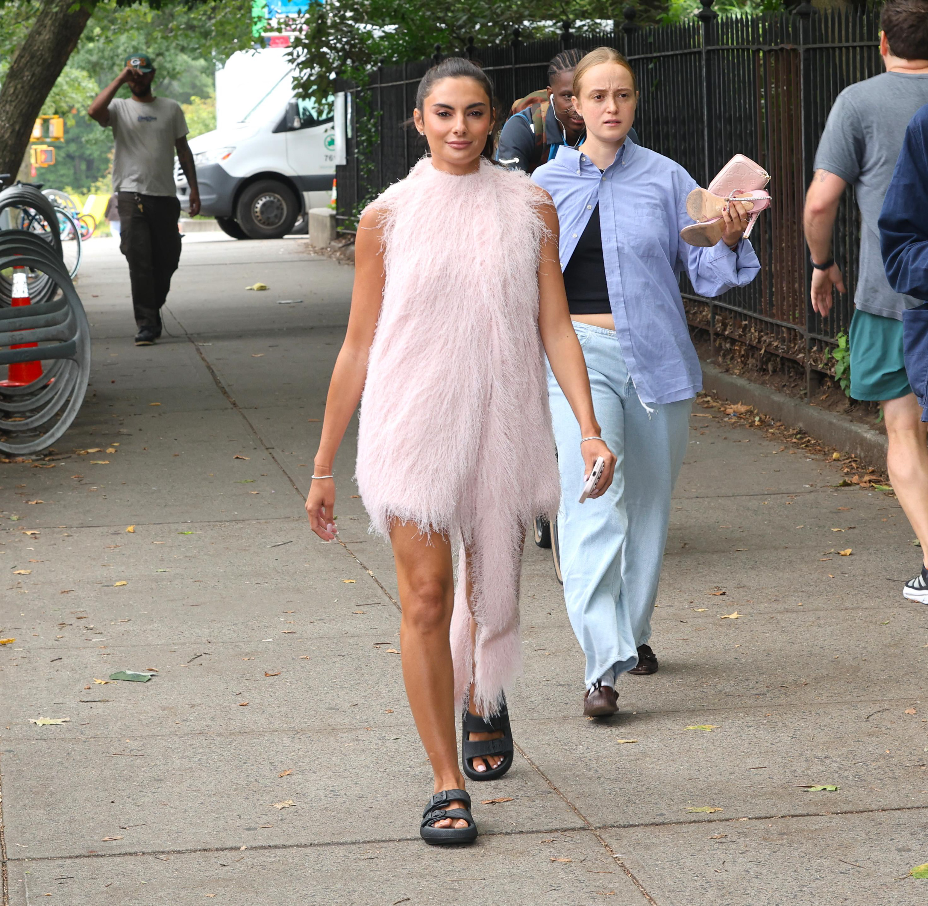 Paige DeSorbo is seen on the set of "The Devil Wears Prada 2" on August 18, 2025 in New York City.
