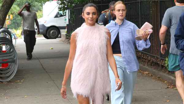 Paige DeSorbo is seen on the set of "The Devil Wears Prada 2" on August 18, 2025 in New York City.