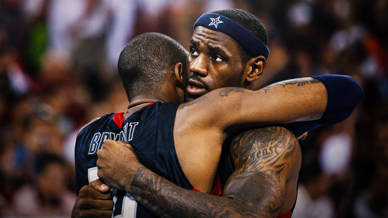 Kobe Bryant embraces LeBron James in The Redeem Team