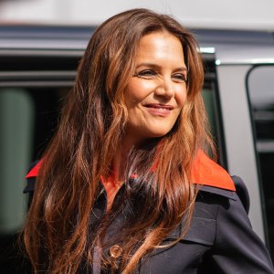 Katie Holmes is seen, outside Patou, during the Haute Couture Fall/Winter 2024/25 as part of Paris Fashion Week on June 27, 2024 in Paris, France.