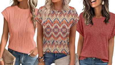 orange, peach and boho Amazon blouse