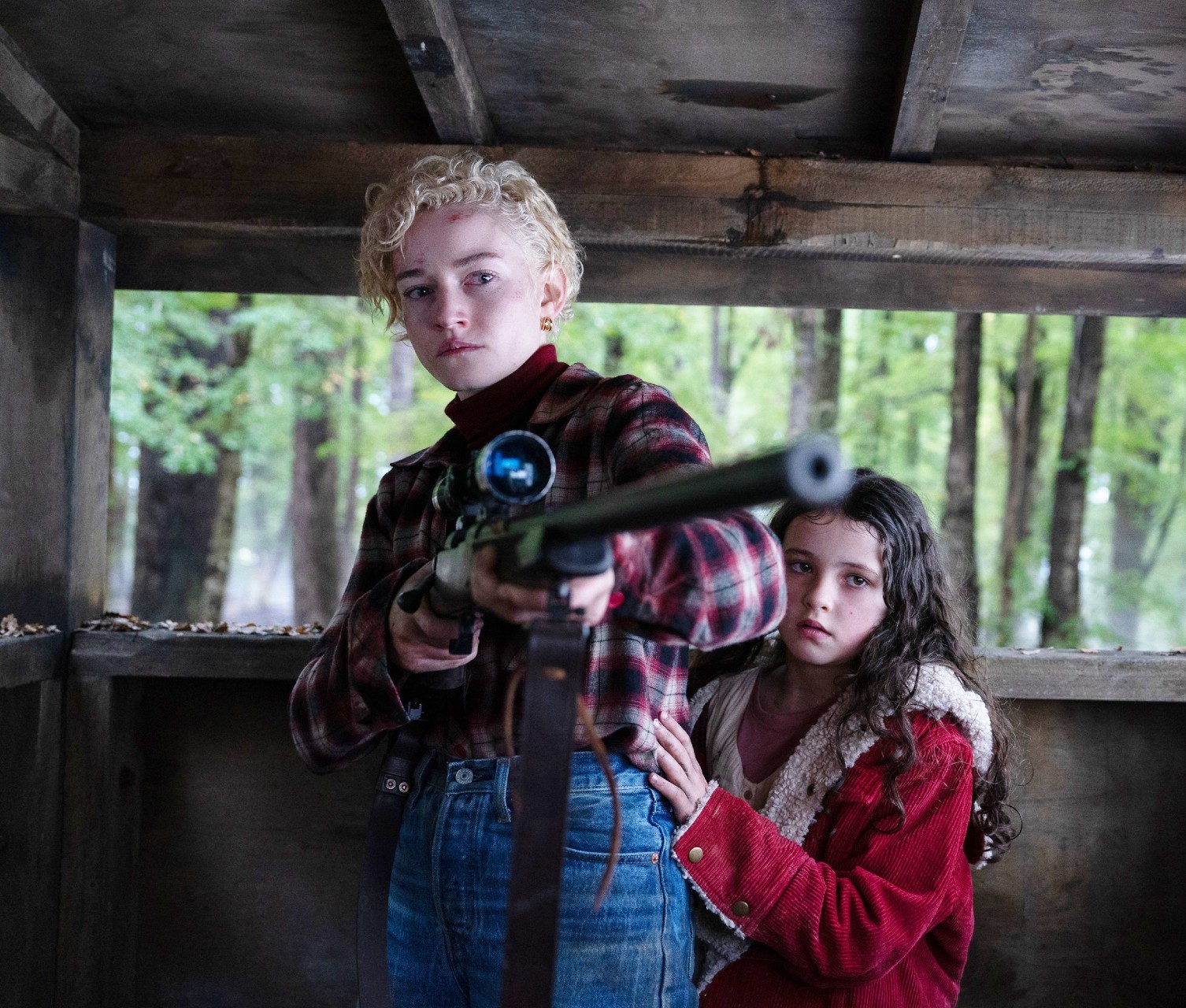 Julia Garner and Matilda Firth in Wolf Man