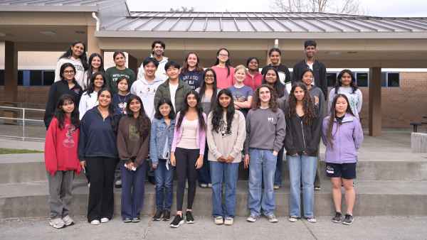 Neel Somani with students from Dougherty Valley High School after his previous donation to the Wildcat Tribune