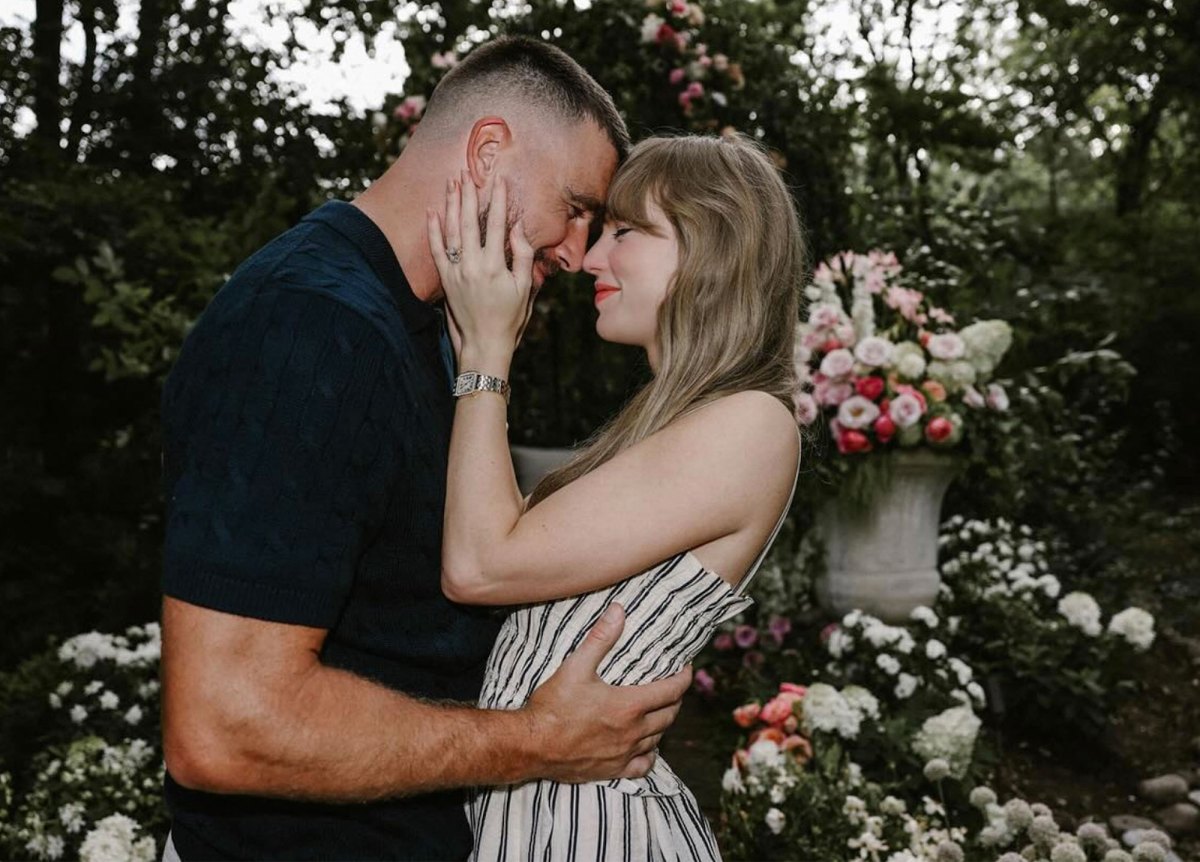 Feature Travis Kelce Reacts to Dog Dressed as Taylor Engagement Ring for Halloween