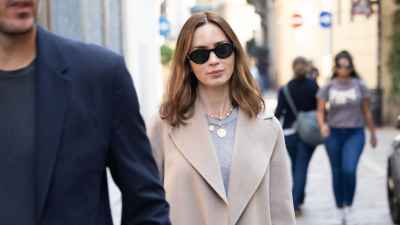 Emily Blunt is seen on October 08, 2025 in Milan, Italy.