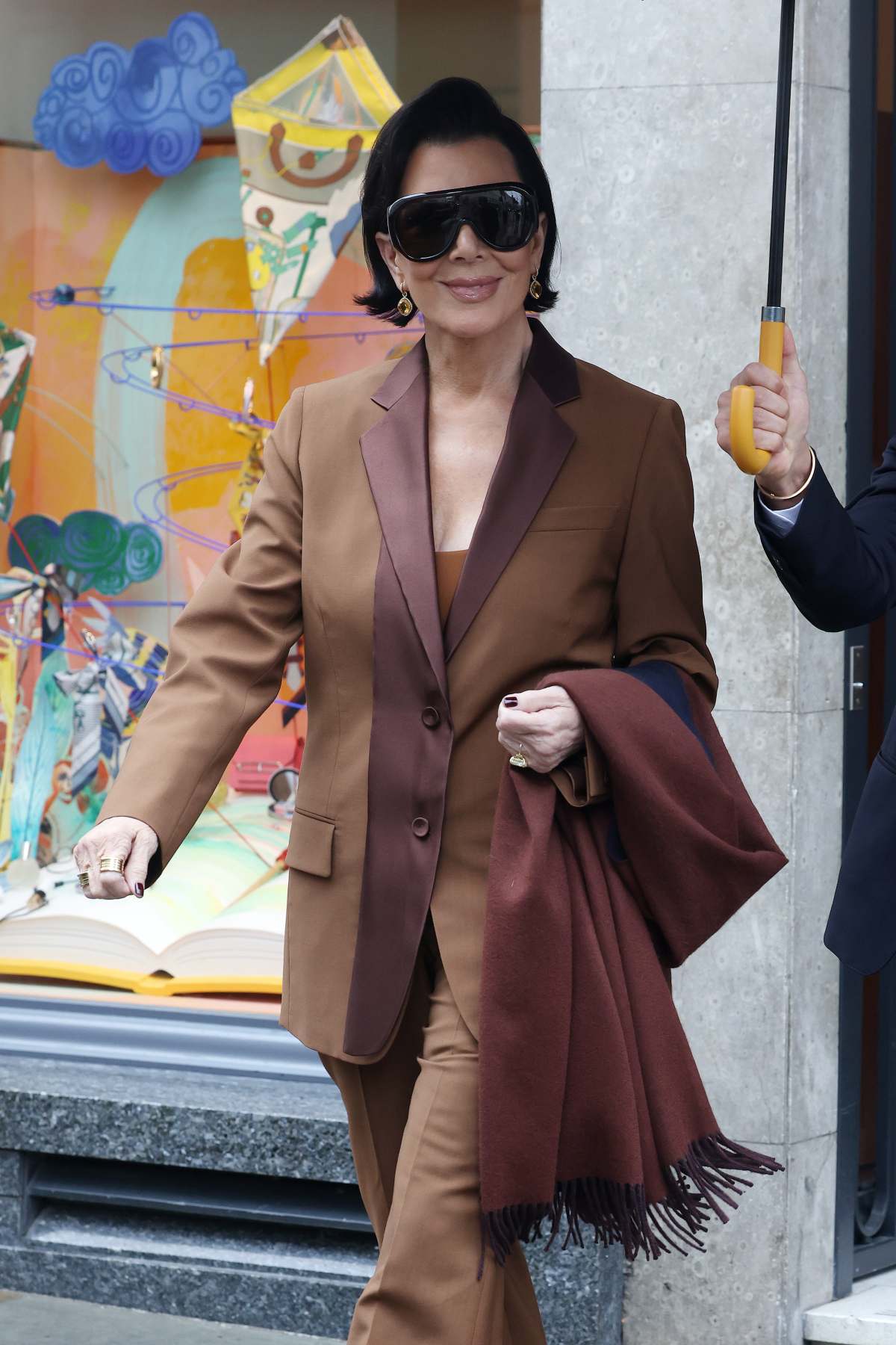 Kris Jenner shopping at Hermes store on Bond St on October 23, 2025 in London, England.