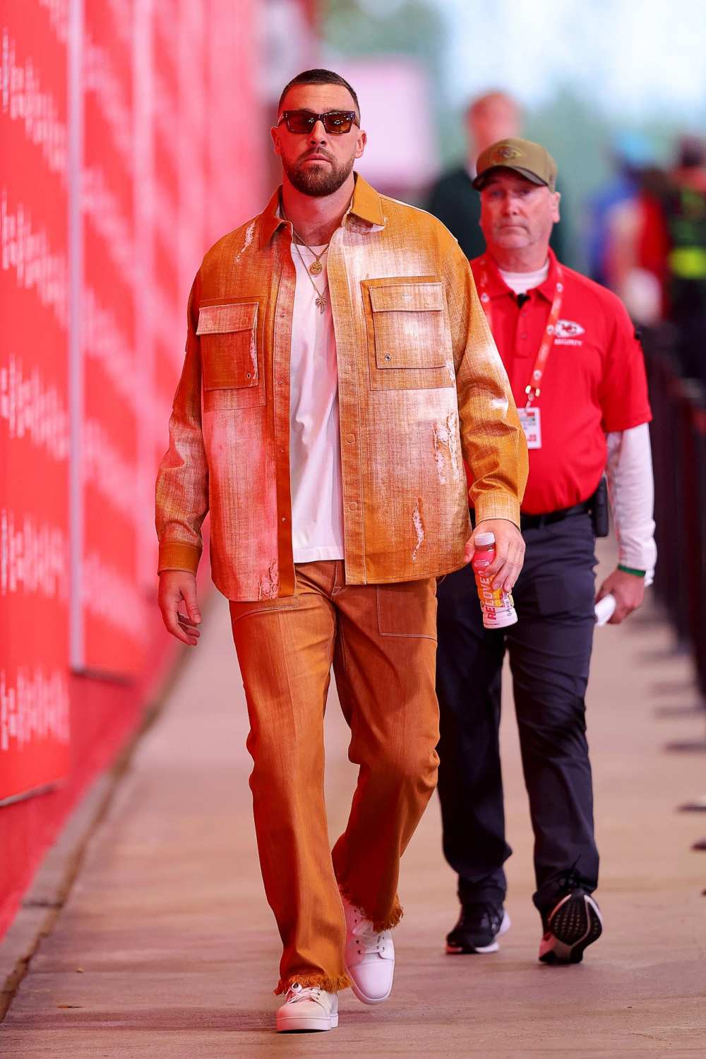 Jason Kelce Pokes Fun at Travis Kelce s Pumpkin Hued Outfit Ahead of Chiefs vs Commanders Game GettyImages 2243688287 1