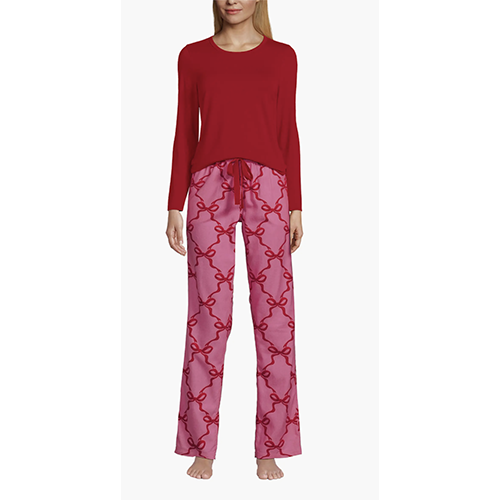 LANDS&rsquo; END PAJAMA KNIT LONG SLEEVE PAJAMA SET