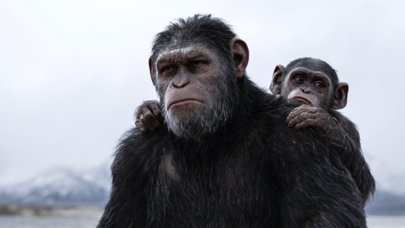 Caesar and his son in War for the Planet of the Apes