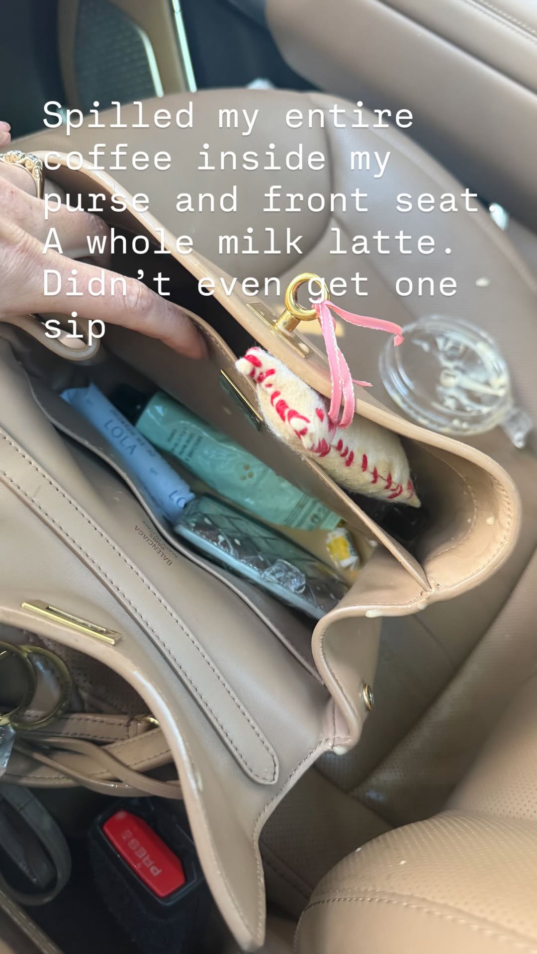 Hilary Duff Shares Crying Pic After Spilling Coffee in Balenciaga Purse