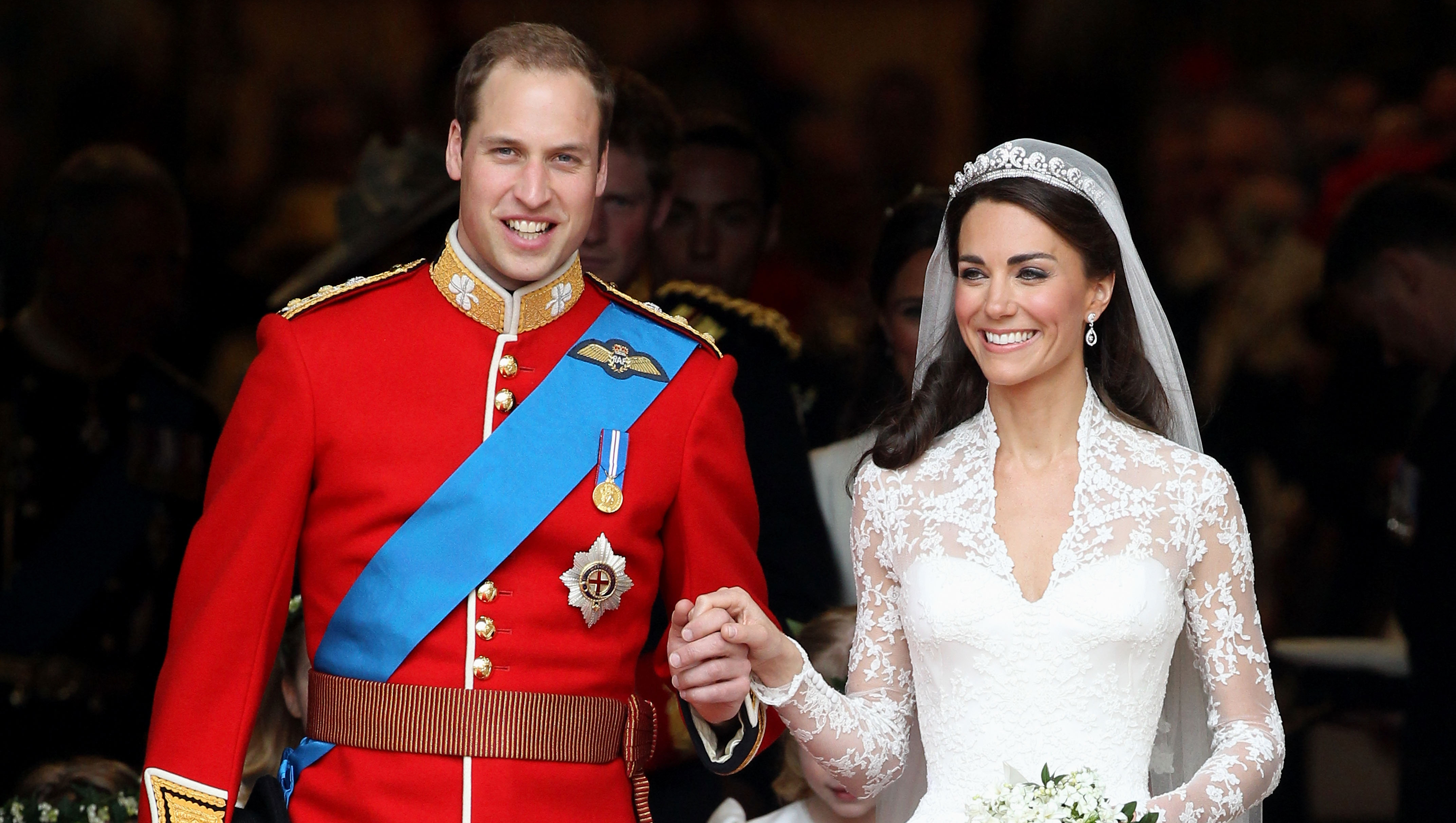 LONDON, ENGLAND - APRIL 29: TRH Prince William, Duke of Cambridge and Catherine, Duchess of Cambridge smile following their marriage at Westminster Abbey on April 29, 2011 in London, England. The marriage of the second in line to the British throne was led by the Archbishop of Canterbury and was attended by 1900 guests, including foreign Royal family members and heads of state. Thousands of well-wishers from around the world have also flocked to London to witness the spectacle and pageantry of the Royal Wedding. (Photo by Chris Jackson/Getty Images)