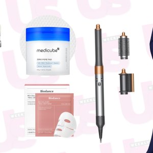 Collage of Amazon editor’s picks on sale, including Medicube, Dyson, and more