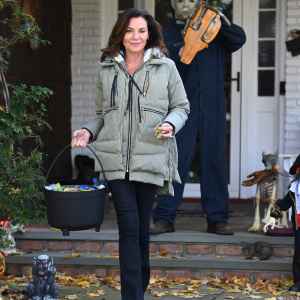 Luann de Lesseps is seen giving out candy on Halloween on October 31, 2025 in Roslyn, New York.