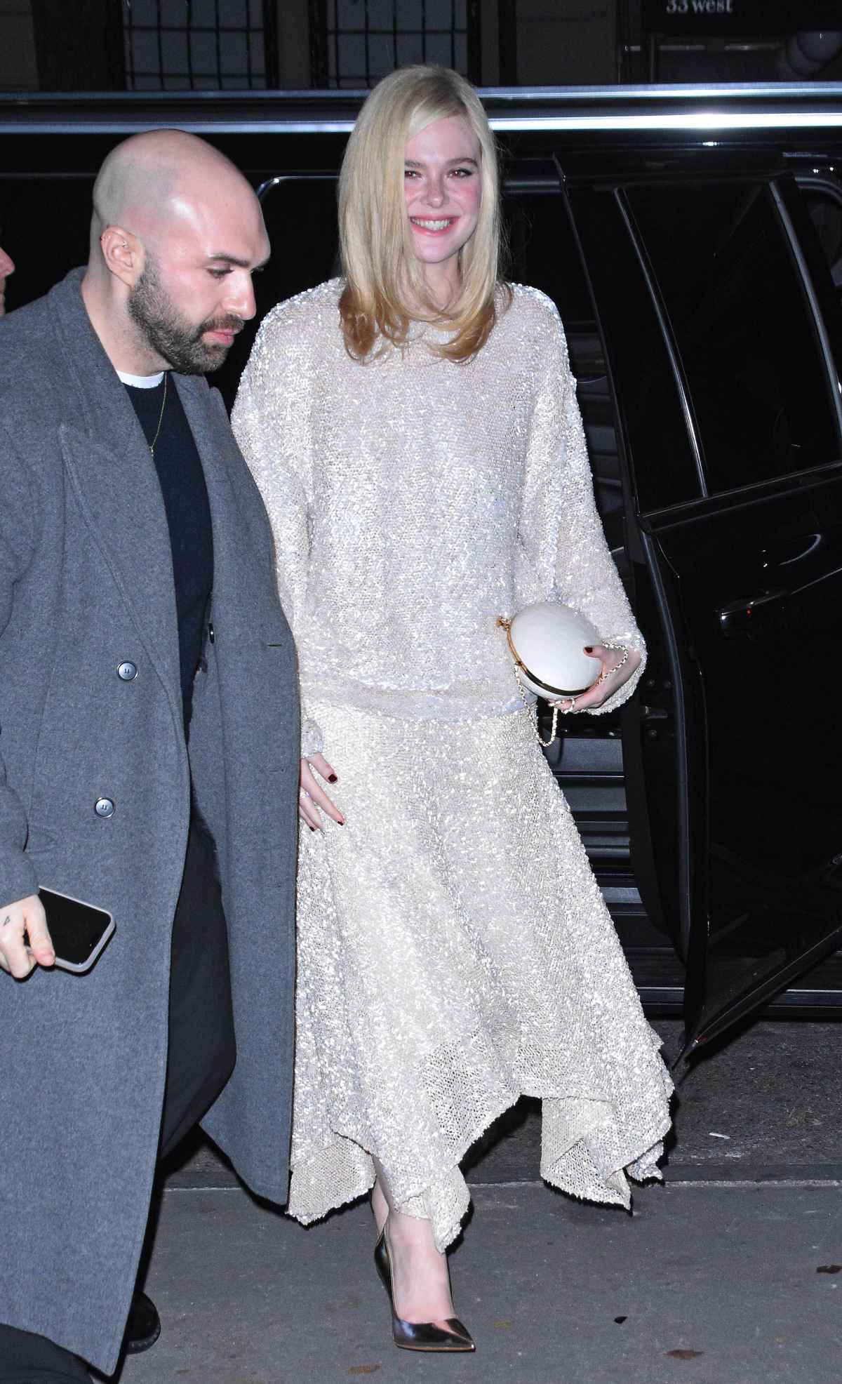 Elle Fanning is seen on November 12, 2025 in New York City.