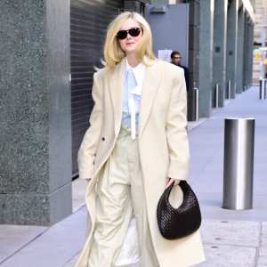 Elle Fanning is seen outside "Good Morning America" on November 11, 2025 in New York City.