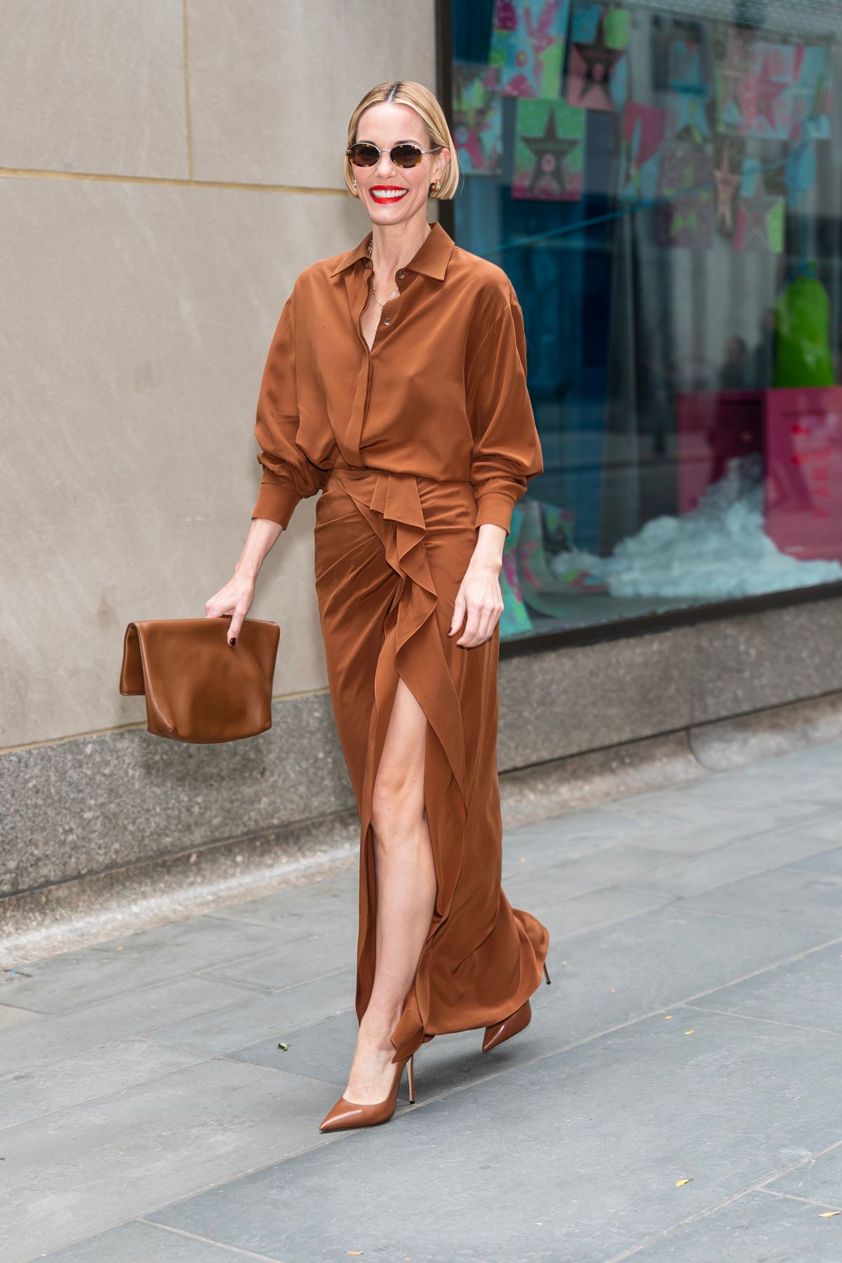 Leslie Bibb is seen in Midtown on November 12, 2025 in New York City.