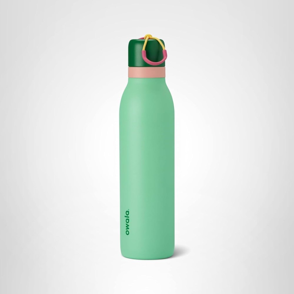 Owala FreeSip Twist insulated water bottle with straw in bright color.