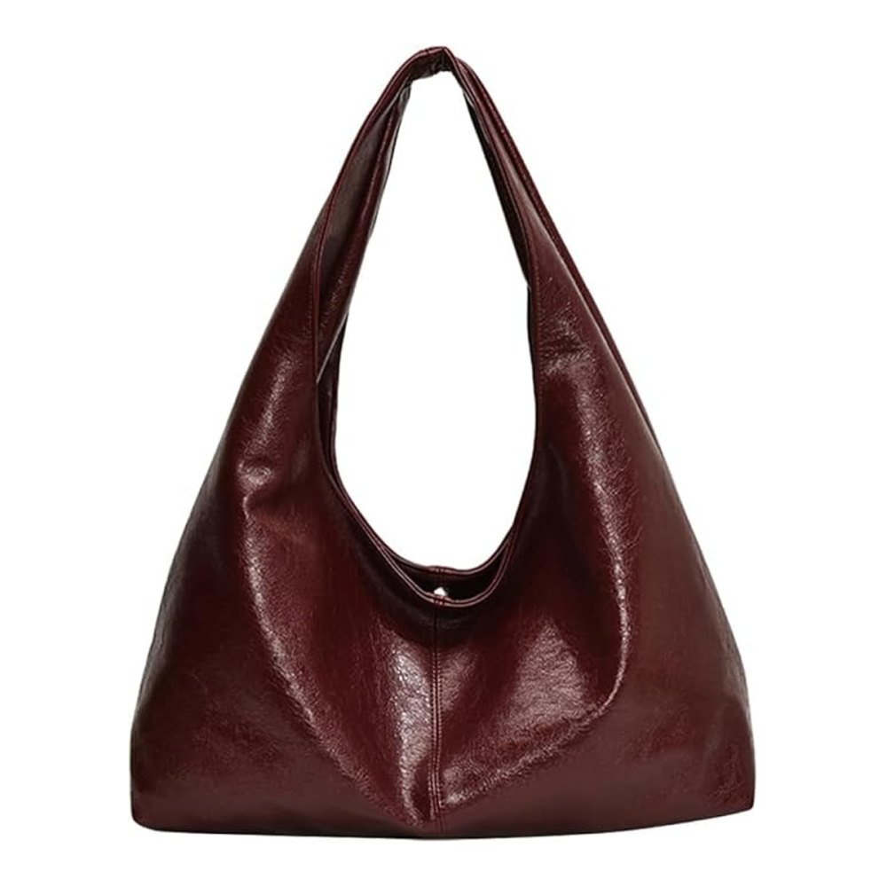 Joliluna Burgundy Leather Slouchy Hobo Bag 