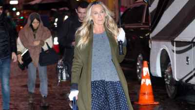 Sarah Jessica Parker is seen filming a "Google" commercial in Downtown Manhattan on December 02, 2025 in New York City.