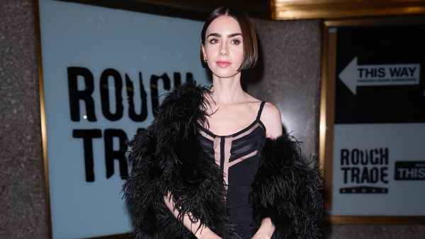 Lily Collins is seen on December 9, 2025 in New York City.