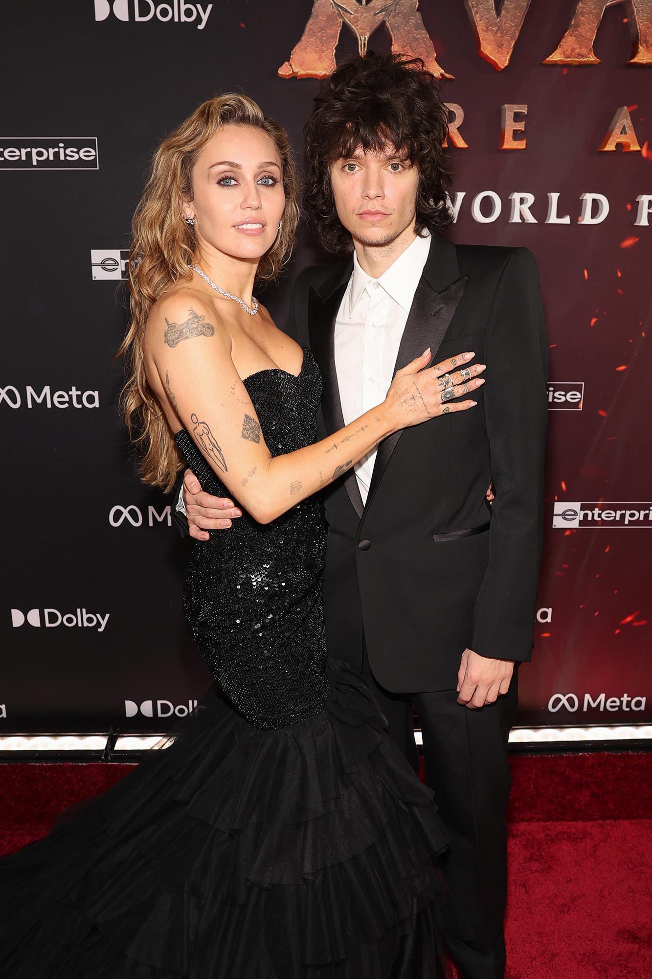 Miley Cyrus and Maxx Morando Spark Engagement Speculation at Avatar Fire and Ash Premiere GettyImages 2249466262