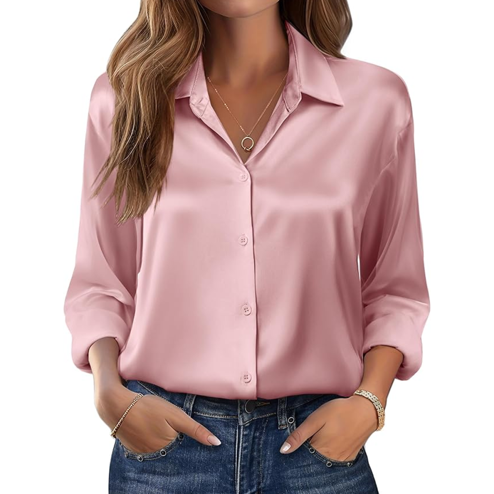 Zeagoo Satin Silk Button Down Shirt