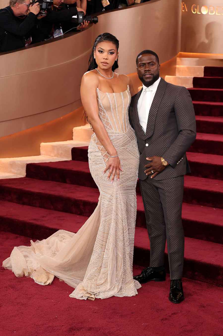 Eniko Hart and Kevin Hart Red Carpet Arrival Golden Globes 2026