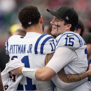 GettyImages-2254632480 Rookie Quarterback Riley Leonard Shares Special Moment With Family After 1st Career Touchdown